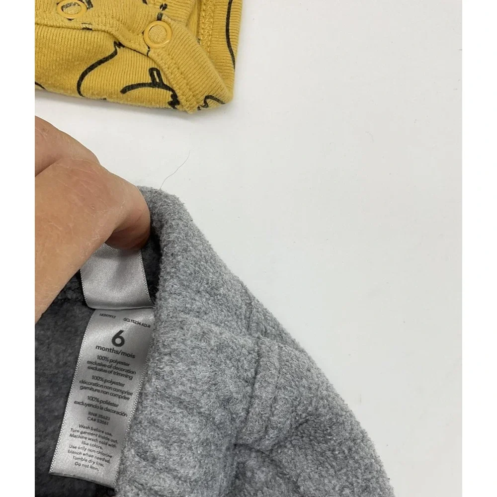 Carter's Bodysuit Pants Set 6M Yellow Koala Print Gray‎ Fleece Outfit Baby